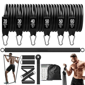Workout Bar with Resistance Bands Set