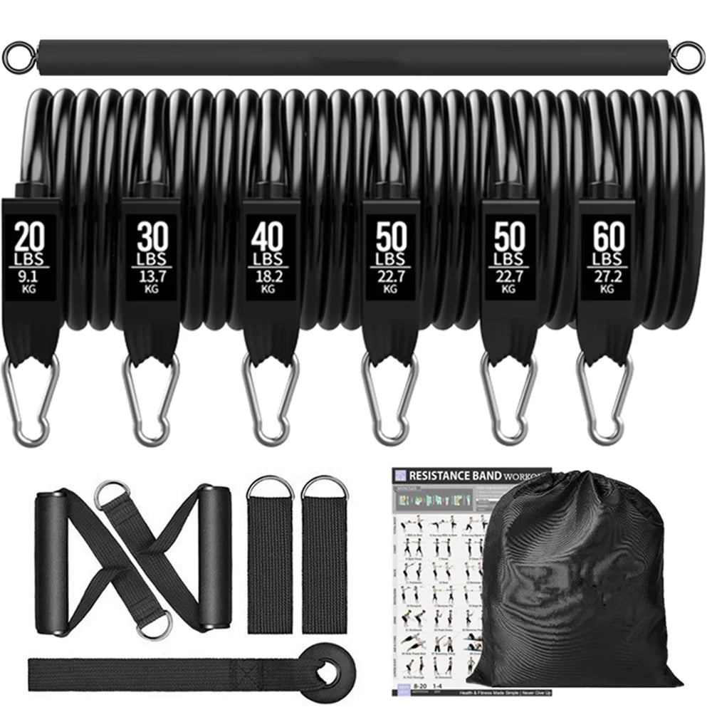 Workout Bar with Resistance Bands Set