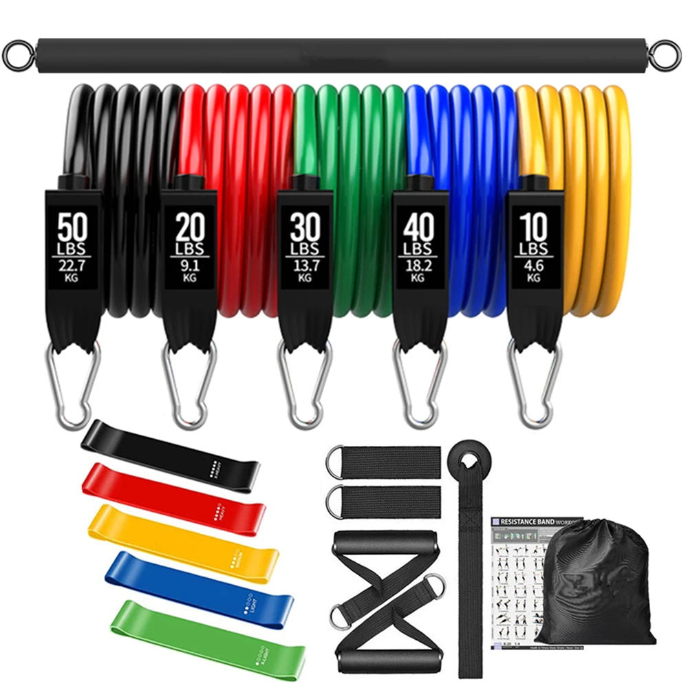 Workout Bar with Resistance Bands Set