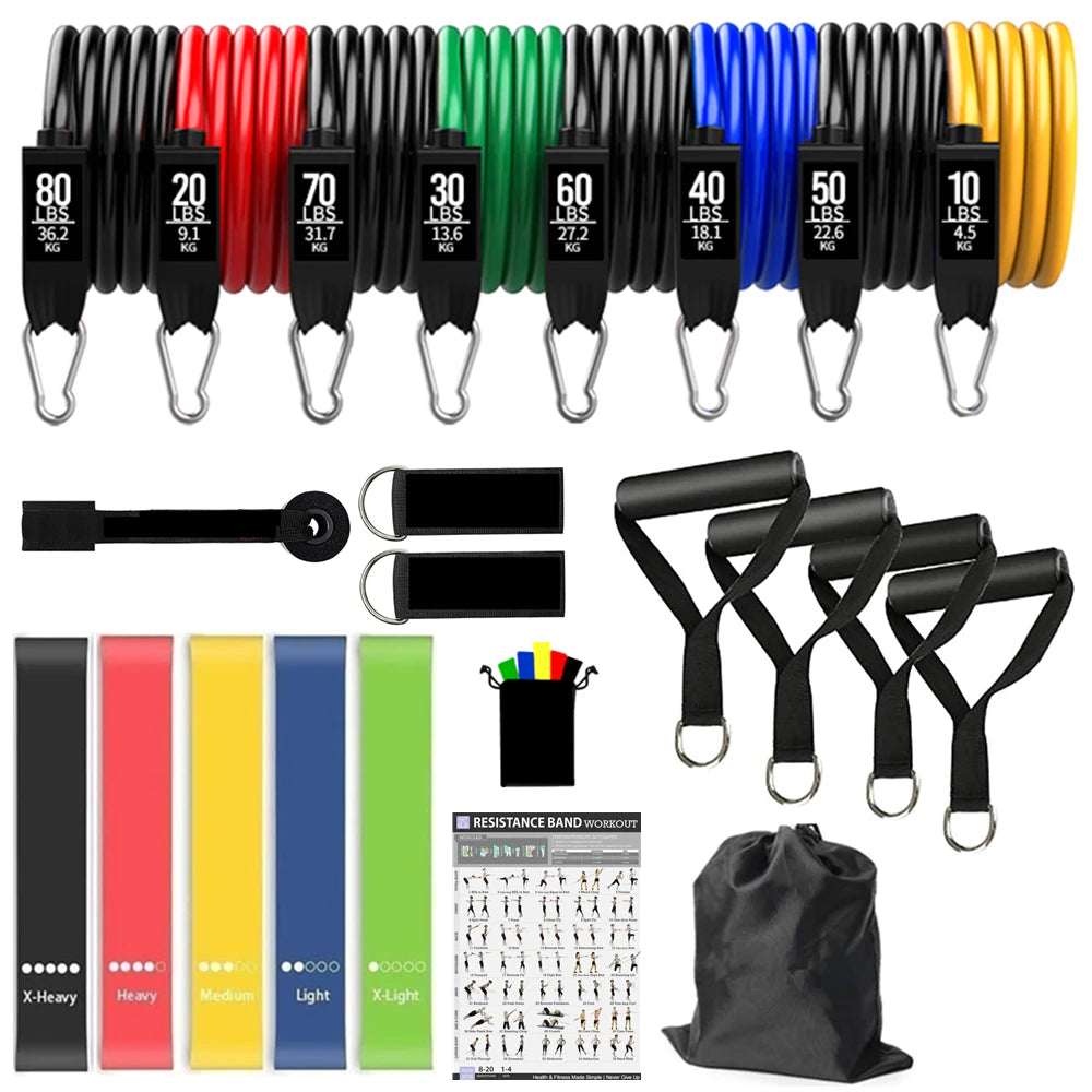 Workout Bar with Resistance Bands Set