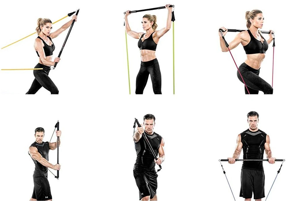 Workout Bar with Resistance Bands Set