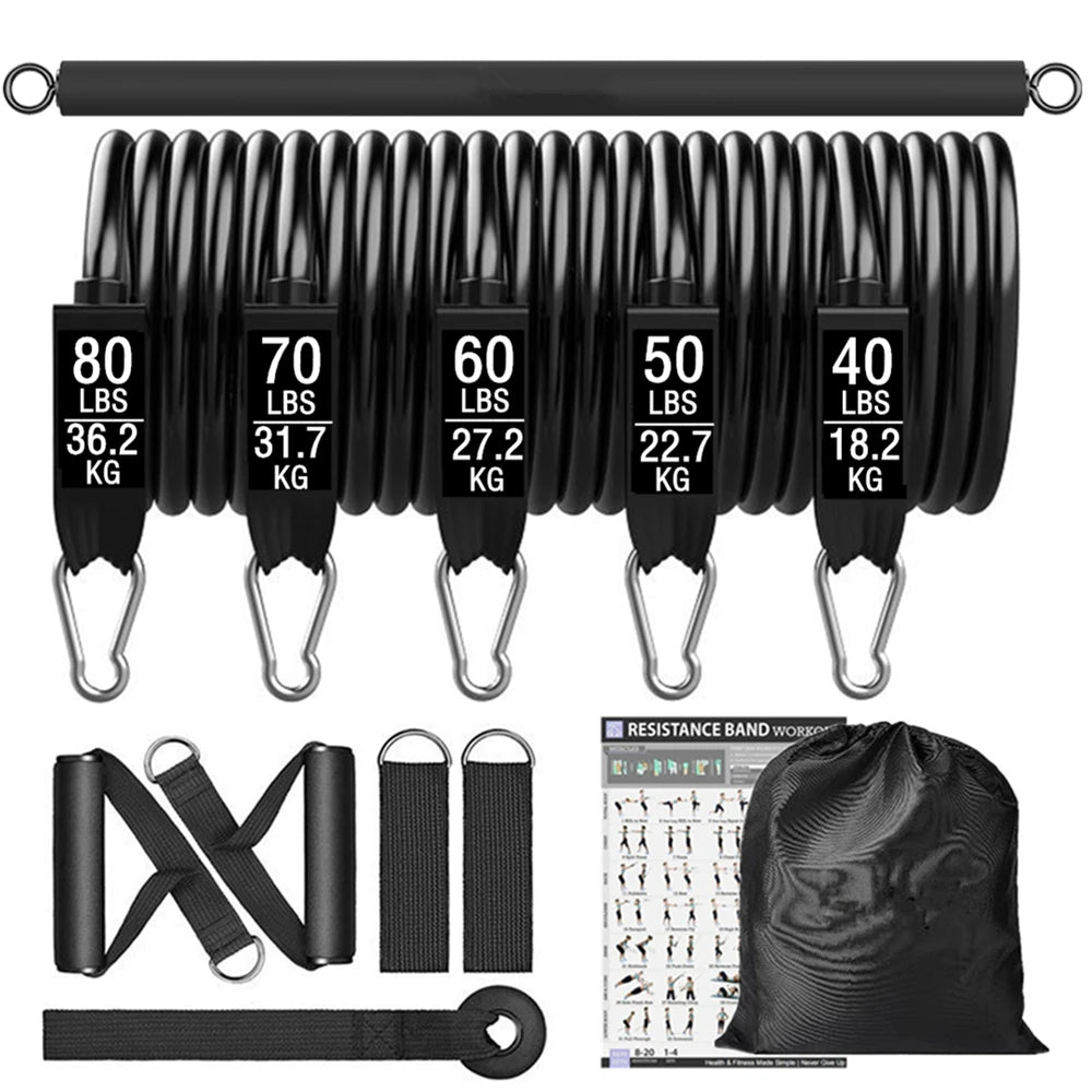 Workout Bar with Resistance Bands Set