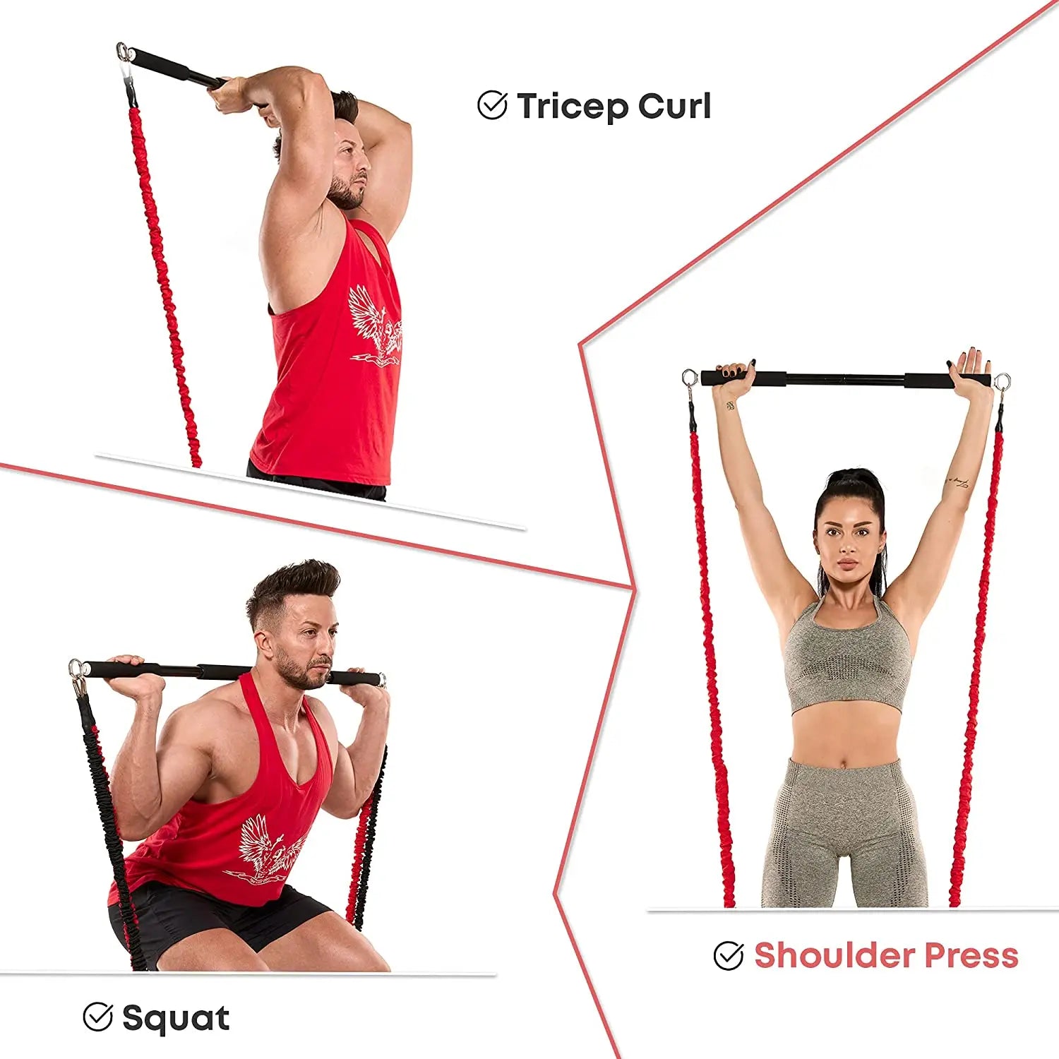 Workout Bar with Resistance Bands Set