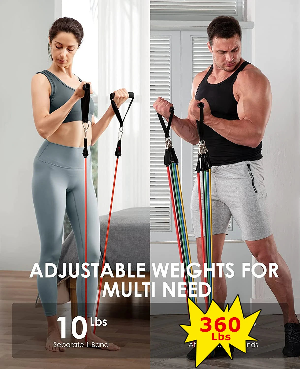 Workout Bar with Resistance Bands Set
