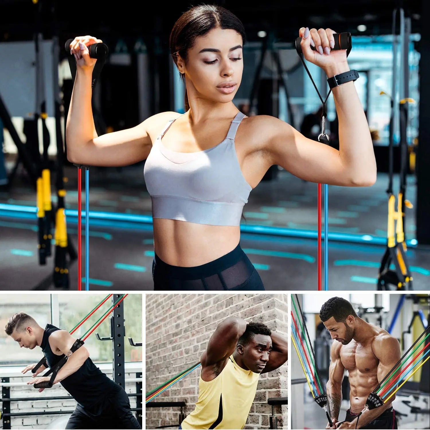 Workout Bar with Resistance Bands Set