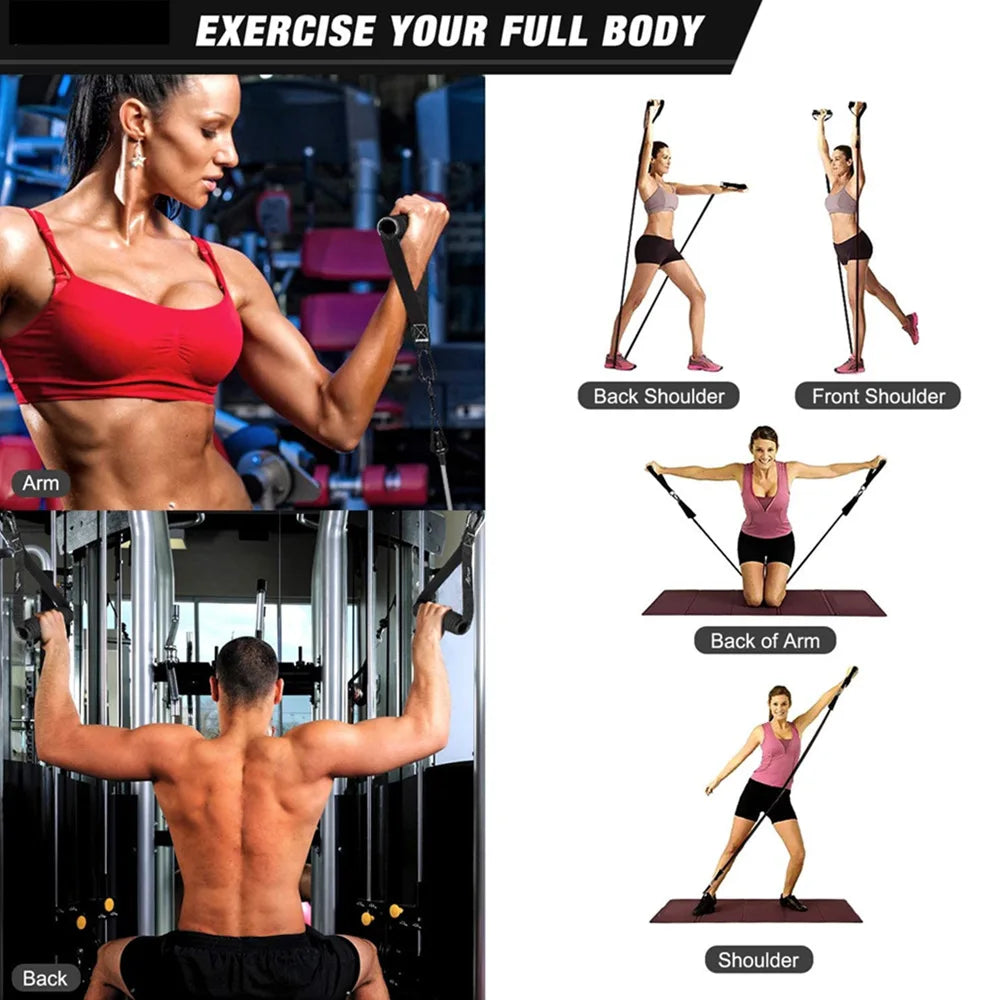 Workout Bar with Resistance Bands Set