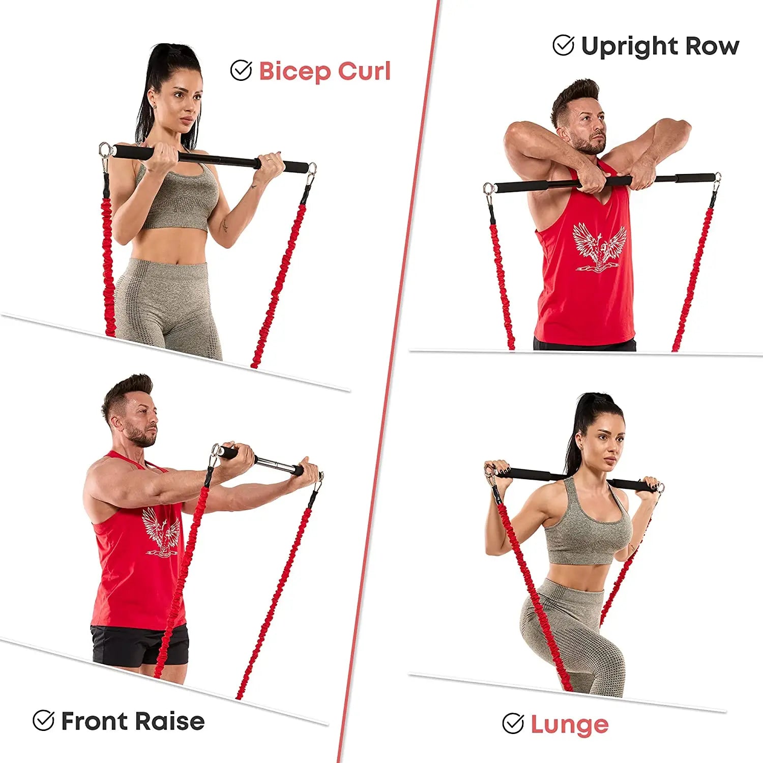 Workout Bar with Resistance Bands Set