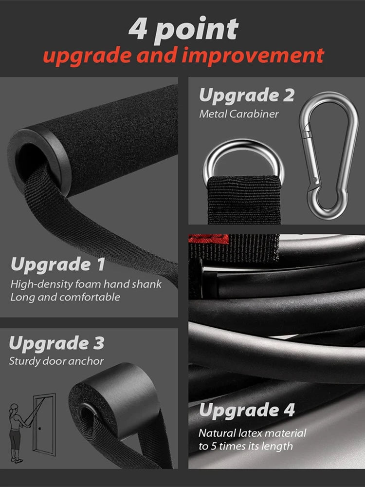 Workout Bar with Resistance Bands Set