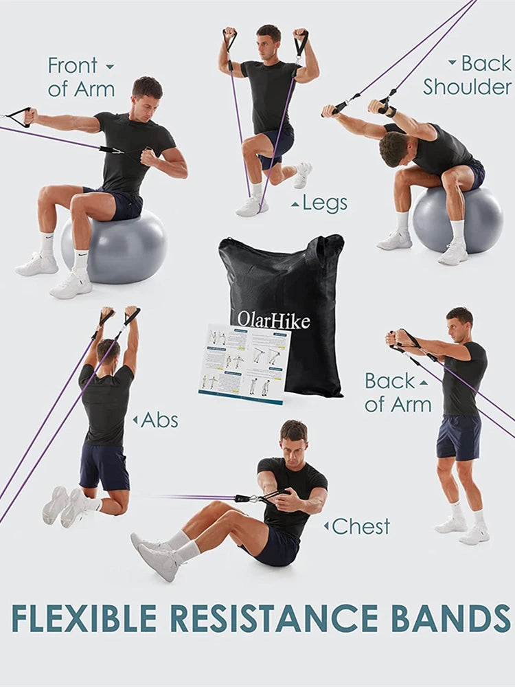 Workout Bar with Resistance Bands Set