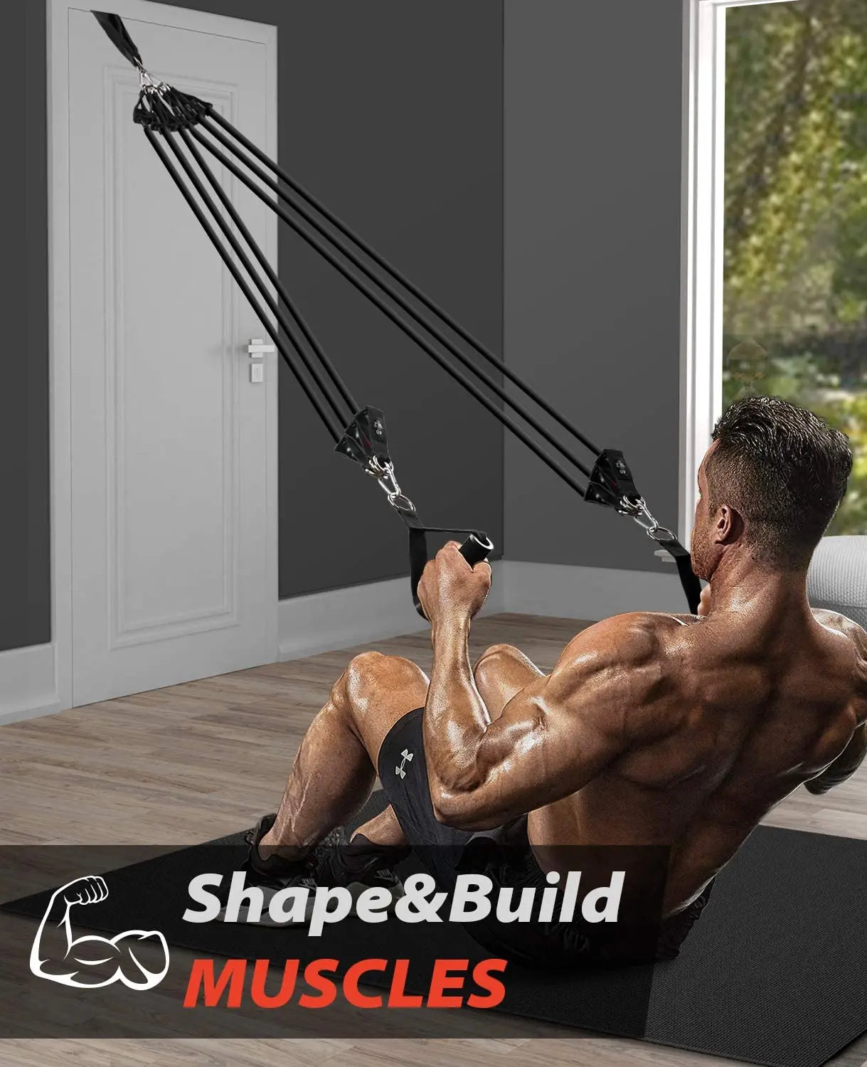 Workout Bar with Resistance Bands Set