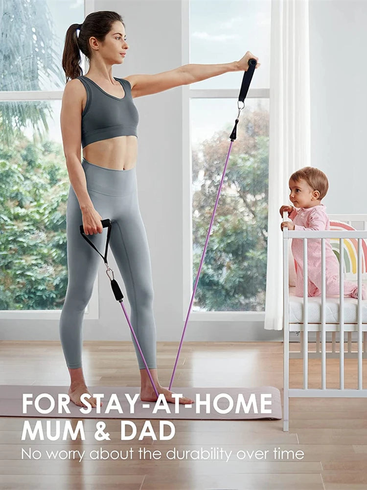 Workout Bar with Resistance Bands Set