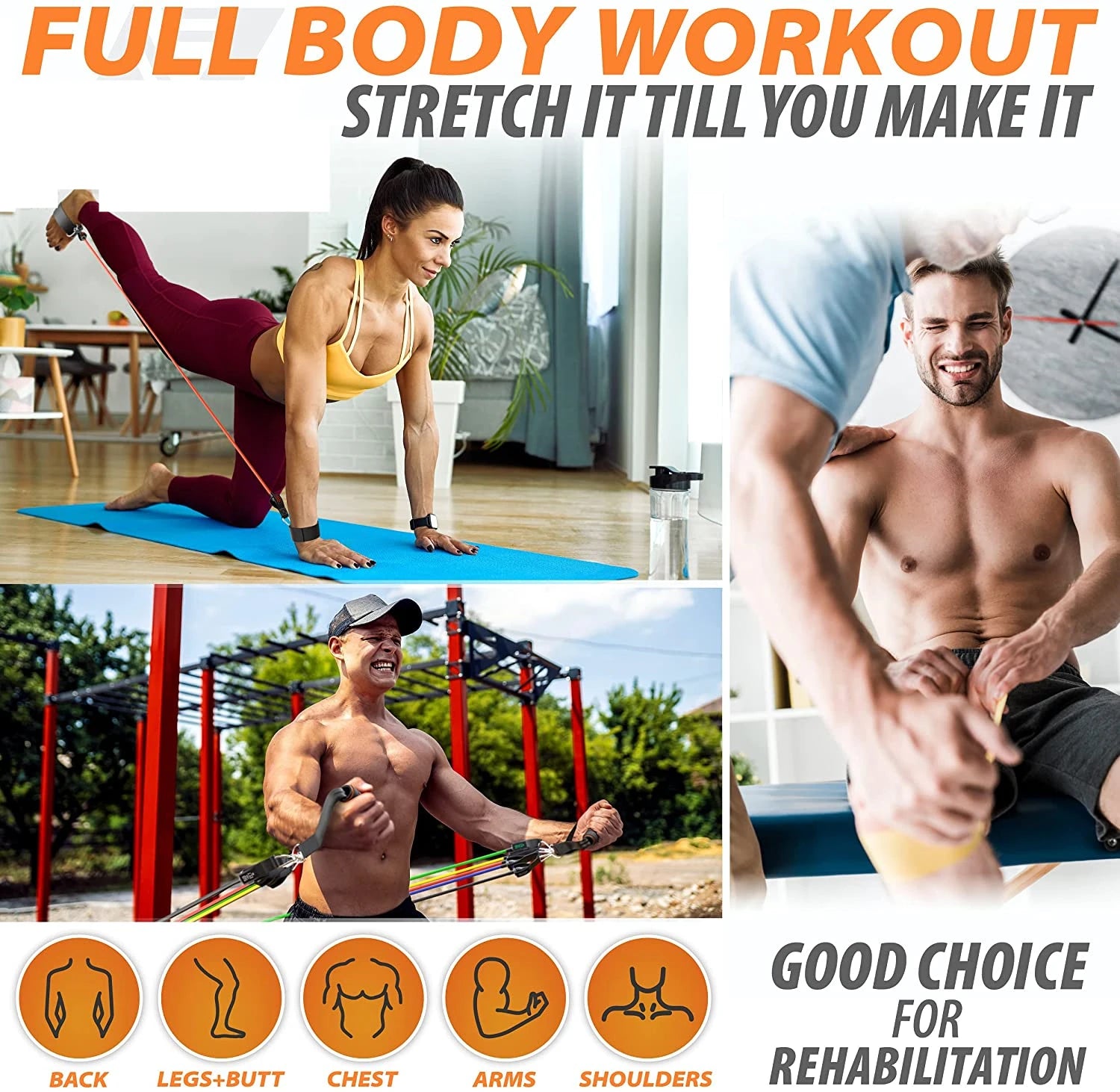 Workout Bar with Resistance Bands Set