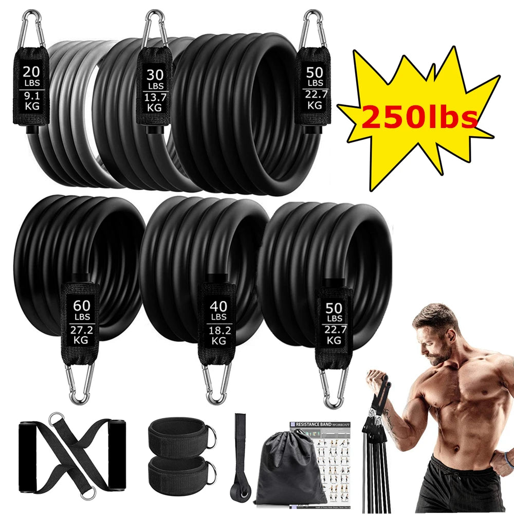 Workout Bar with Resistance Bands Set