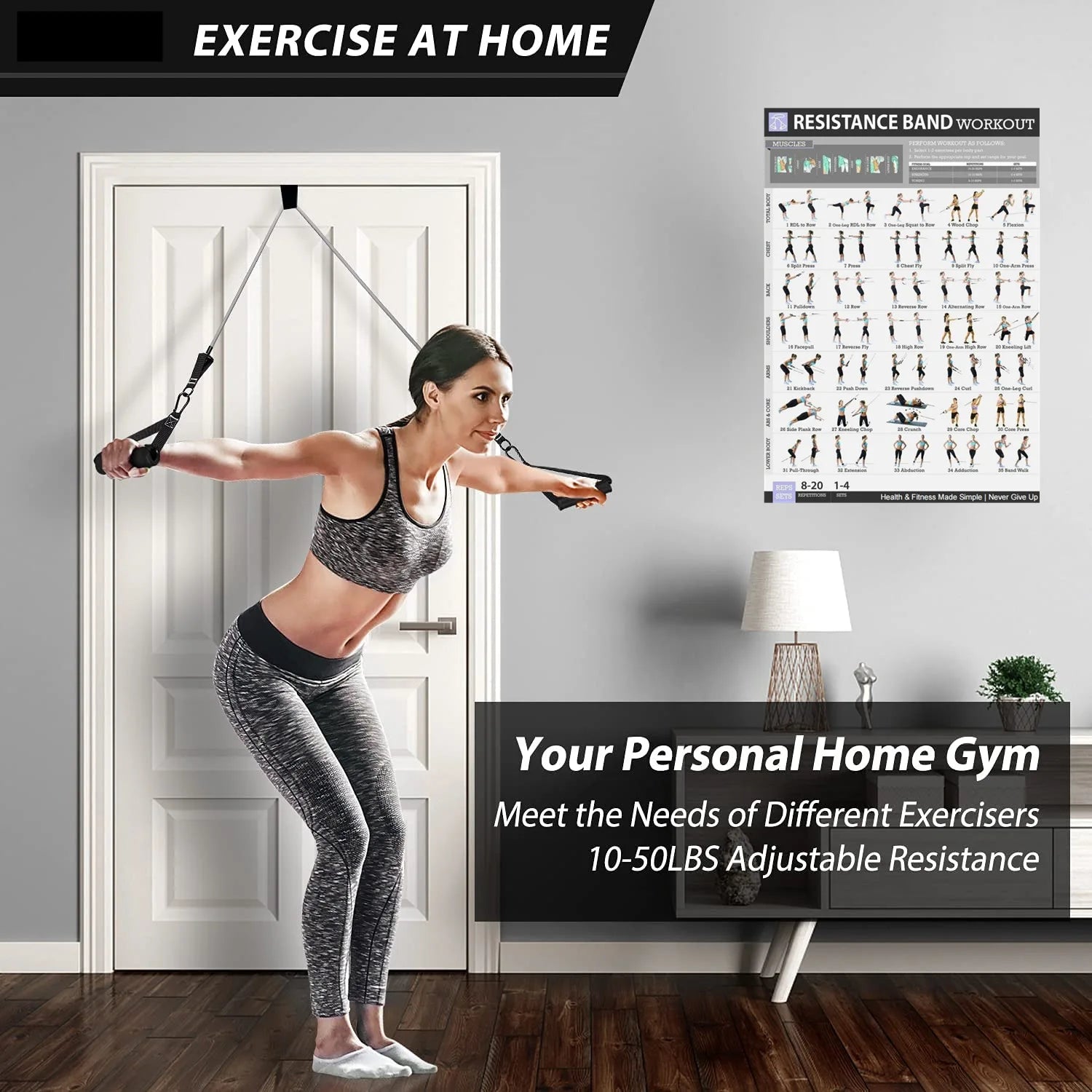 Workout Bar with Resistance Bands Set