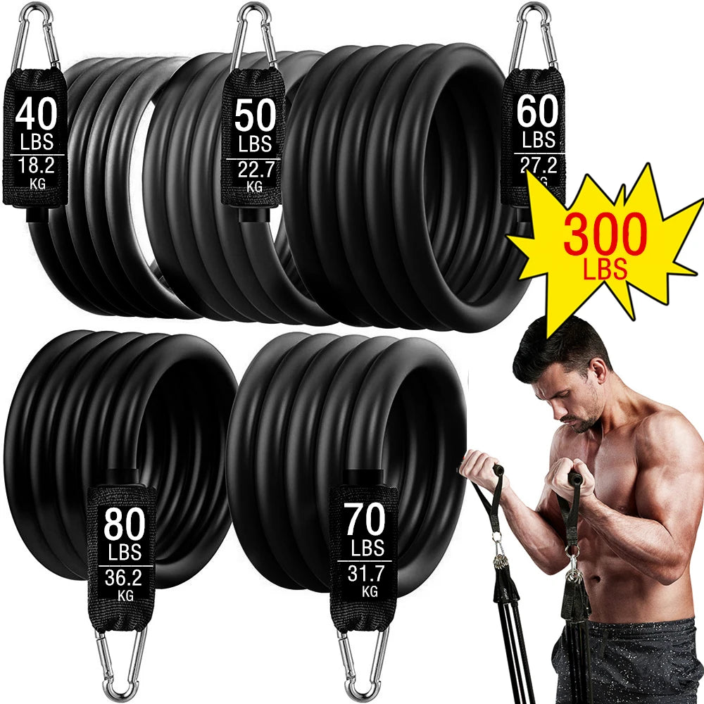 Workout Bar with Resistance Bands Set