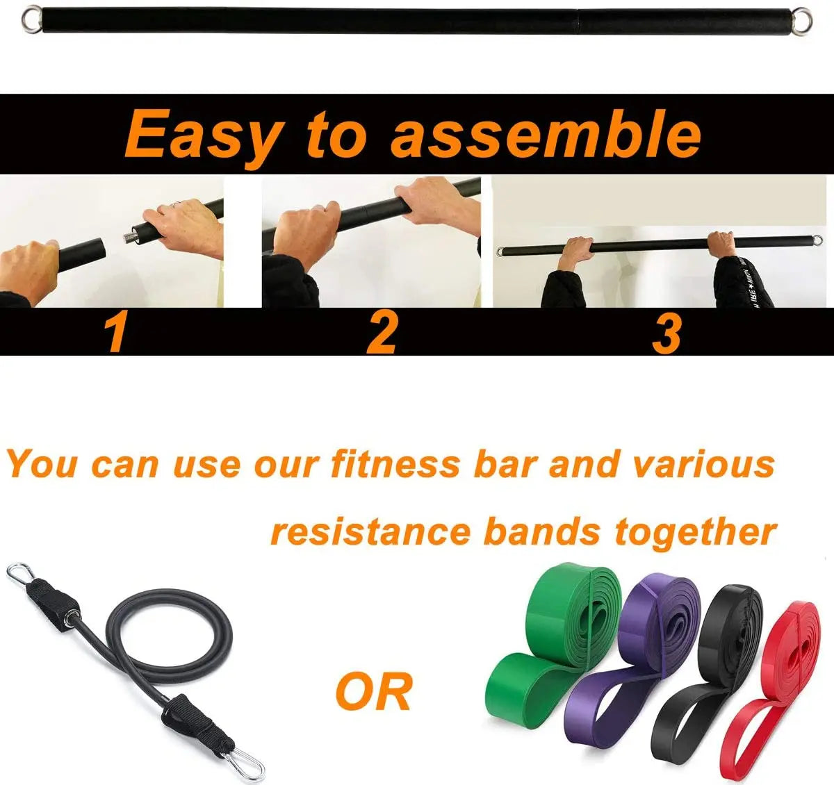Workout Bar with Resistance Bands Set