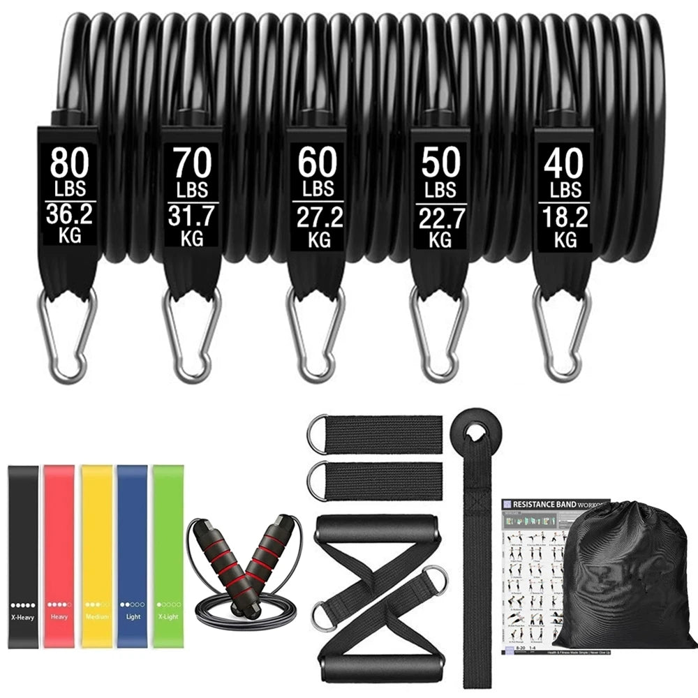 Workout Bar with Resistance Bands Set