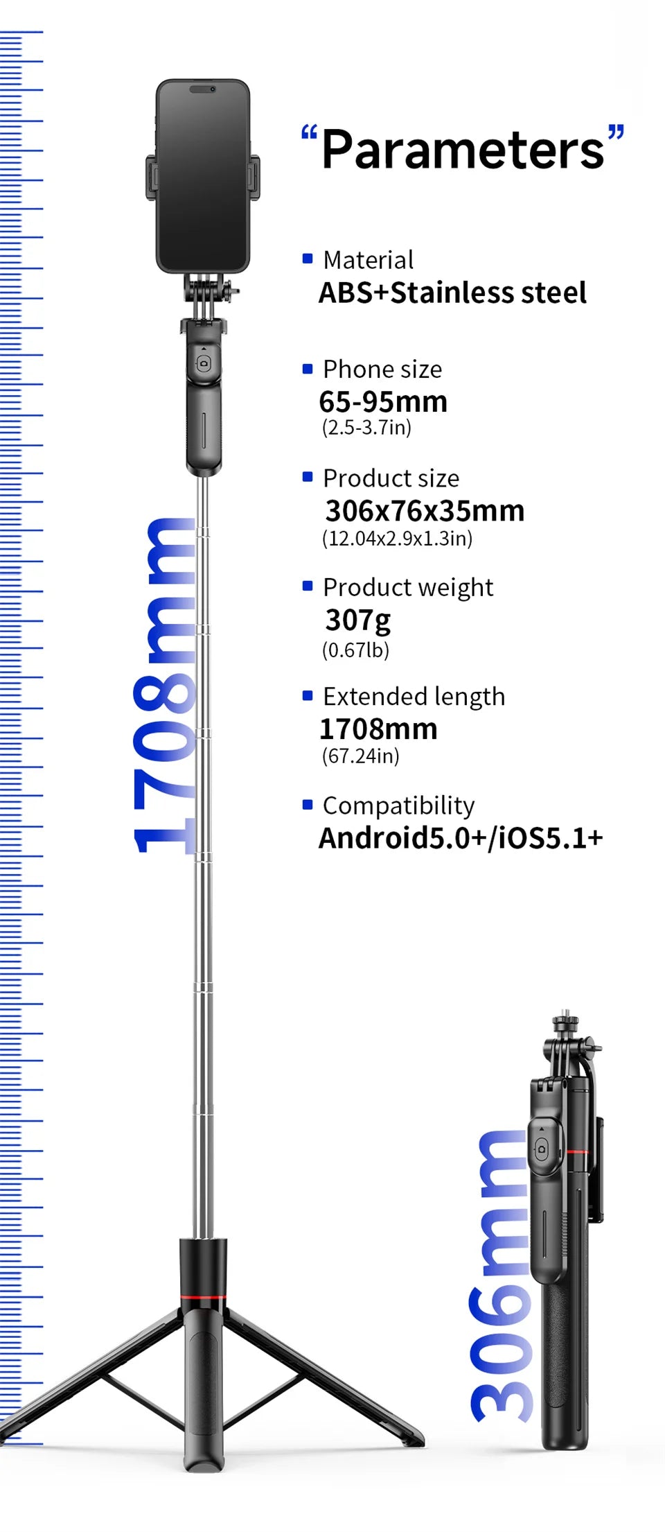 MEUYAG Selfie Tripod with Light