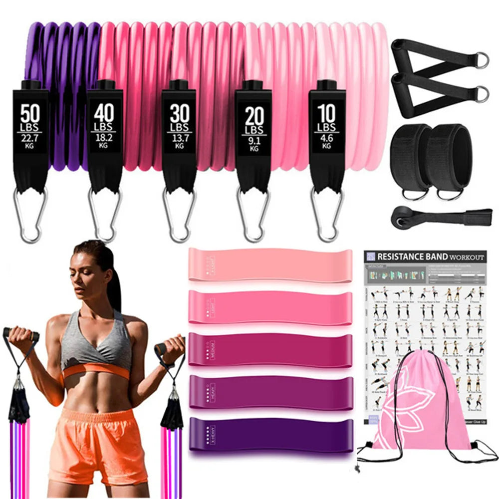 Workout Bar with Resistance Bands Set