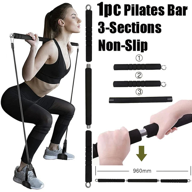 Workout Bar with Resistance Bands Set