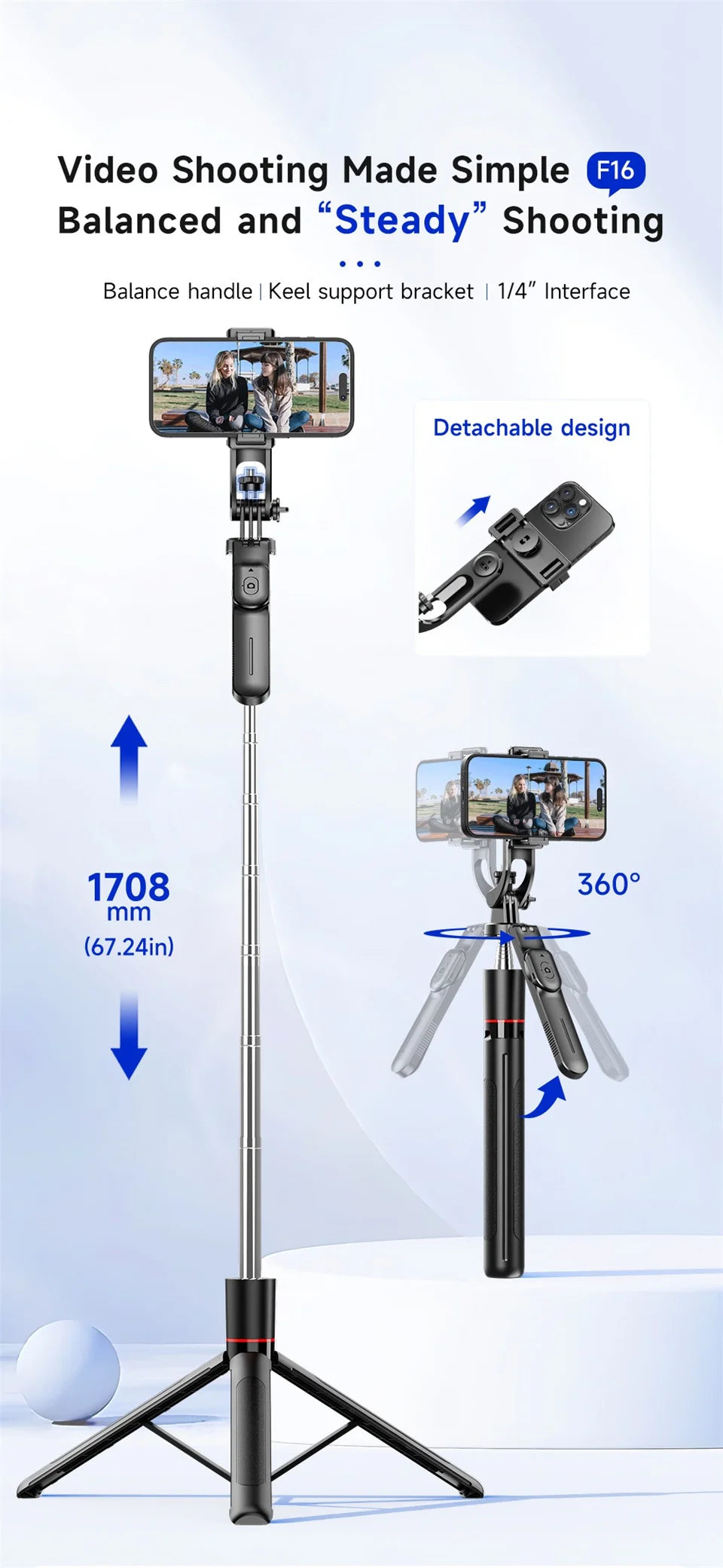 MEUYAG Selfie Tripod with Light